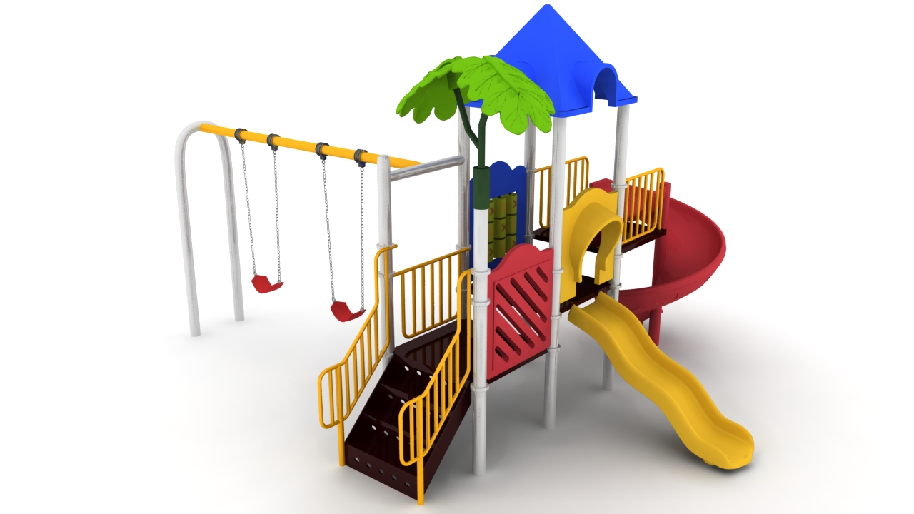 Nhà cầu trượt có xích đu  